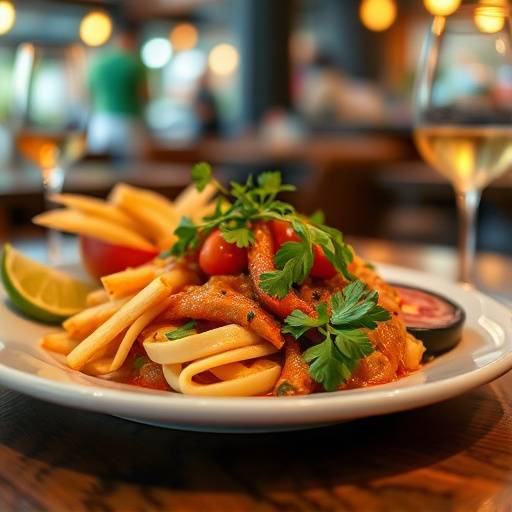 Fotografia de close-up de um prato de comida apetitosa em um restaurante em Curitiba