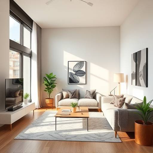 Fotografia de interiores de uma sala de estar moderna em um apartamento em Curitiba