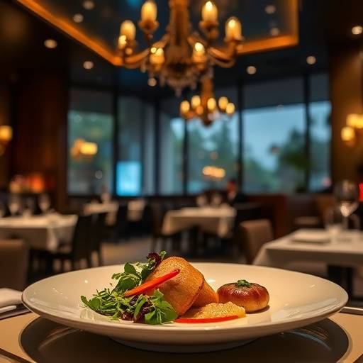 Fotografia de um prato de comida gourmet em um restaurante elegante
