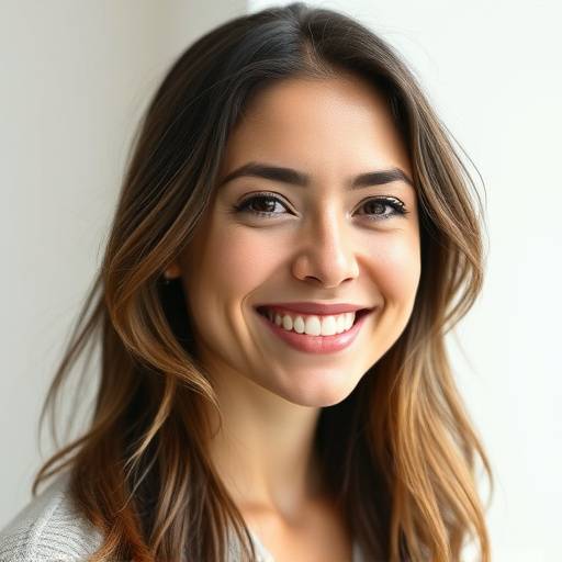 Retrato de Camila Oliveira, designer gráfica, sorrindo